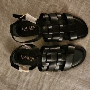 Lauren Ralph Lauren New Never Worn Black Leather Sandals Women Size 8